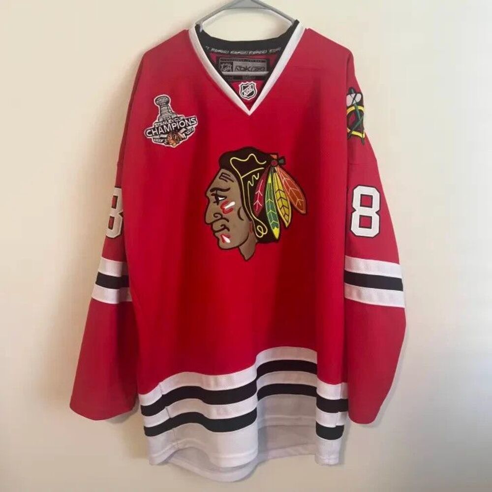 Chicago Blackhawks Patrick Kane jersey Reebok 2013 Stanley Cup patch 54